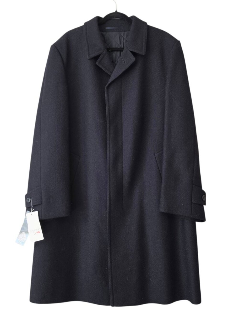 NWT Vintage RESPO Austrian Men's Black Twill Wool Overcoat Size 54 Fits US XL